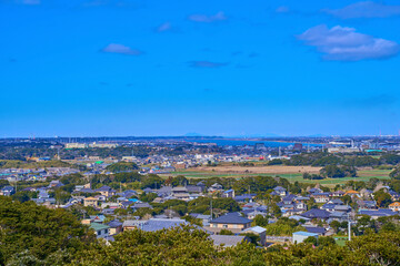千葉県銚子市の愛宕山頂から北西側の眺望(筑波山,銚子市など)