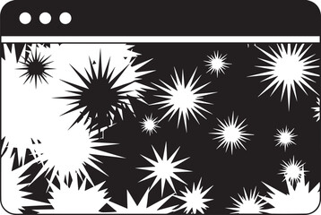 Fototapeta premium Black and white abstract starburst pattern, website banner vector illustration