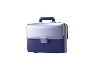 A blue and silver briefcase, representing business and professional work, isolated on a transparent background