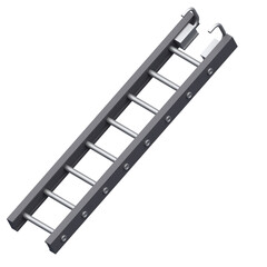 3D Render Sturdy aluminum extension ladder with multiple rungs for construction, maintenance, and elevated reach.