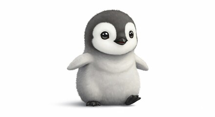 Obraz premium Adorable baby penguin digitally painted soft light. AI Generated