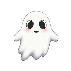 Fototapeta premium Cute spooky ghost character with blush cheeks