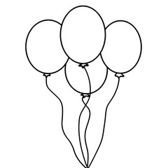 Black and white outline of balloons for coloring page or coloring book