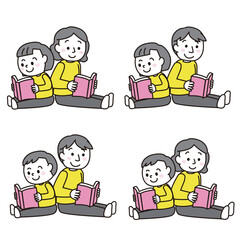 本を読むおとなとこども