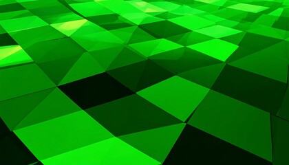 Abstract geometric pattern of vibrant green squares and triangles