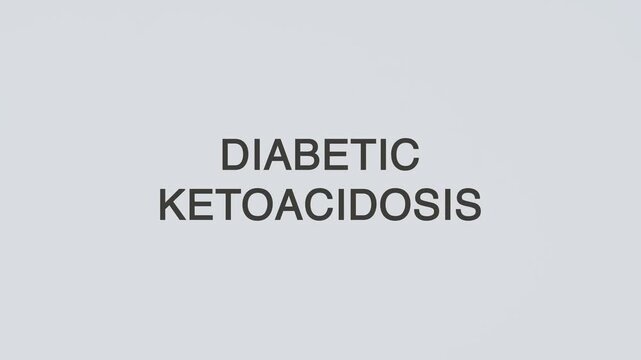 Diabetic ketoacidosis word diagnosed with a stethoscope held in hand on a white background, illustrating acute diabetes complication, medical diagnosis, healthcare concept, and awareness