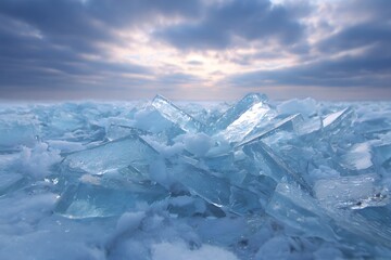 Naklejka premium Frozen Arctic ocean with dramatic ice structures