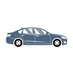 Side profile illustration of a blue sedan car.