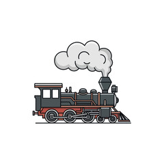Vintage steam locomotive illustration. © mbak
