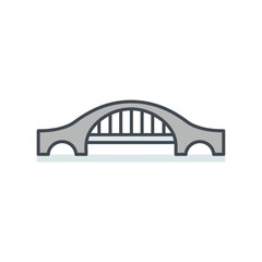 Illustration of an arched bridge with vertical supports and a flat base.
