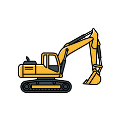 Side view of a yellow excavator.