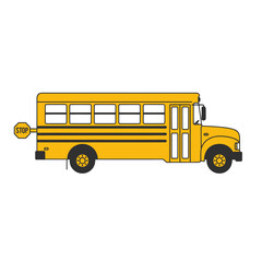 A classic yellow school bus with a stop sign extended, ready to pick up or drop off students.