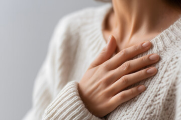 Close-up of a Woman’s Hand on Her Chest Generating AI