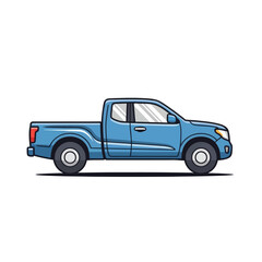 Side view illustration of a blue pickup truck on a white background.