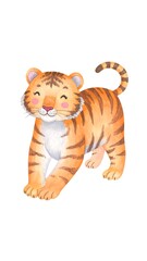 Cute cartoon tiger stretching