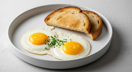 Delightful breakfast scene featuring sunny-side-up eggs and golden toasted bread slices