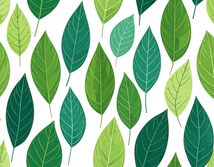 Obraz premium Pattern of various shades of green leaves on white background