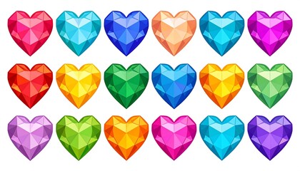 Colorful gem hearts