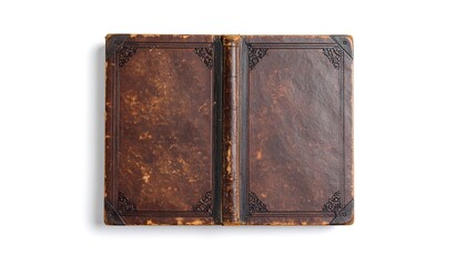 Open antique leather-bound book