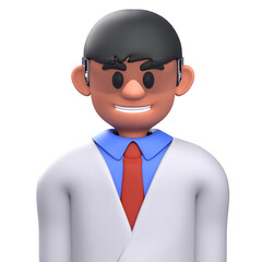 3D Render 3D businessman avatar with white shirt and red tie, suitable for corporate sites, marketing, and UI design.