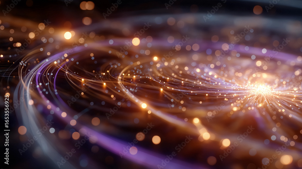 Wall mural abstract cosmic convergence: an ethereal representation of interconnected pathways, glowing with an 
