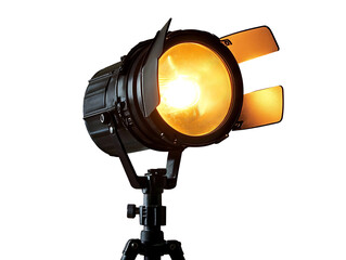 Studio spotlight lamp on tripod isolated on transparent background