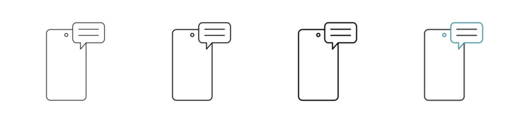 Phone message icon set outline style with various sizes