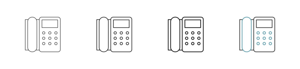 Landline phone icon set outline style with various sizes
