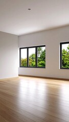 Empty room with large windows