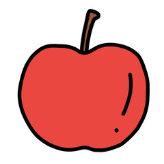 手描き線画の可愛いデフォルメされた赤いりんごのイラスト