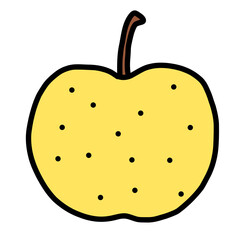 手描き線画のデフォルメされた可愛い梨のイラスト/ Hand-drawn Line Art Illustration Cute Deformed Pear