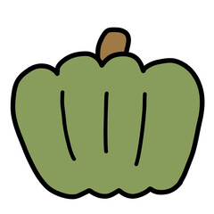 手描き線画の可愛いデフォルメされたかぼちゃのイラスト