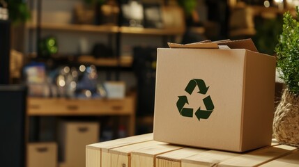 Eco-Friendly Cardboard Box in a Retail Store Setting