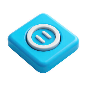 Blue square play pause button icon isolated on transparent background