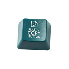 Teal plastic copy button keycap isolated on transparent background