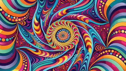 Obraz premium Psychedelic Swirling Tunnel of Vibrant Colors vortex abstract transparency background