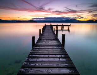 Obraz premium Peaceful sunrise over a tranquil lake