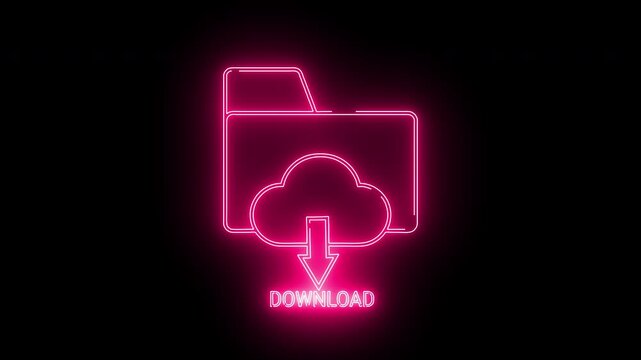 download icon and folder icon with neon effect