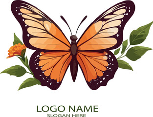 Butterfly weed with flower logo icon vector .