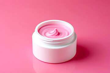 pink cosmetic cream on white background