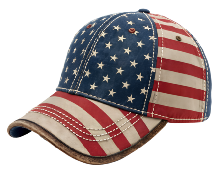 American Flag Cap, an American flag cap hat with a Transparent background PNG
 - Powered by Adobe