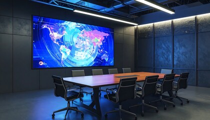 Modern conference room with large display