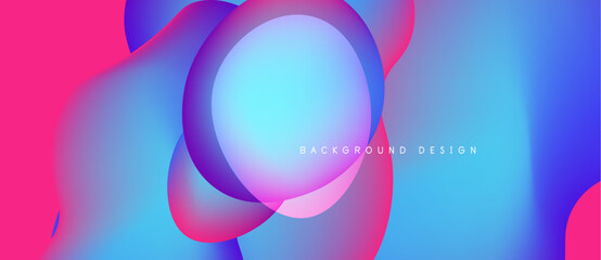 Abstract fluid shapes blend vibrant pinks, blues, purples. Modern design evokes motion, energy, depth. Background features text background design.