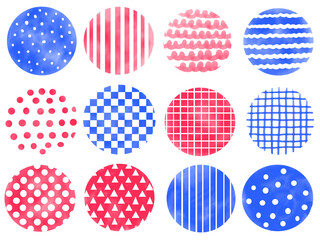 手書きあしらいセット　水彩　パターン　まる