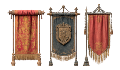 Elegant Vintage Banners Set Isolated on Transparent Background