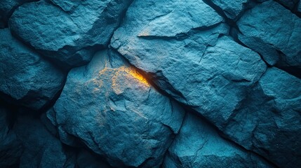 Abstract rock formation with an alluring orange light accentuates details beautifully