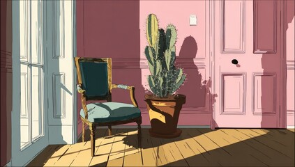 Interior scene, sunlight, cozy room