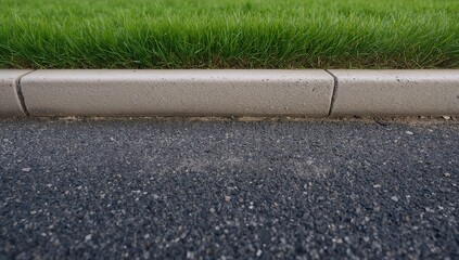 Obraz premium Curb and asphalt road with green grassy area