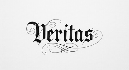 Elegant 'Veritas' Calligraphy: A timeless monochrome script with classic allure and swirling