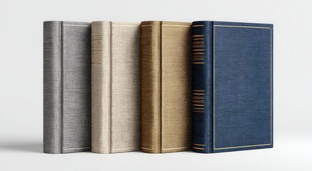 Naklejka premium Four vintage books with textured covers arranged in a row